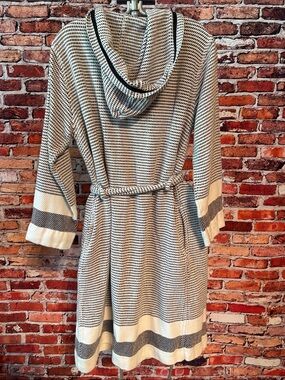 OLIVE & LINEN Pixel Turkish Towel Robe Black & White Pixel Size Small/Medium